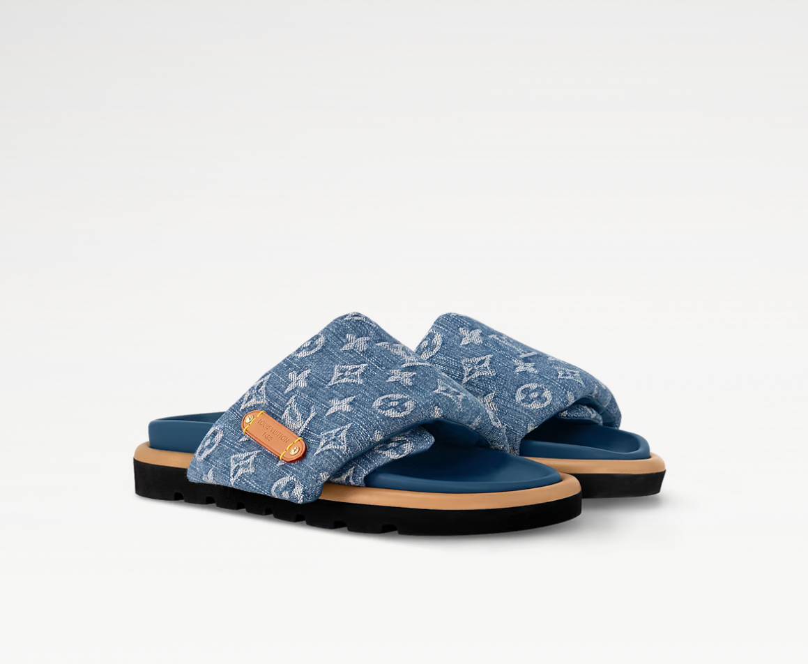 DENIM LV SLIDES