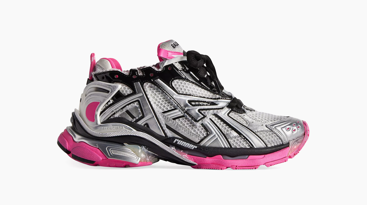 PINK AND SILVER MESH RUNNERS